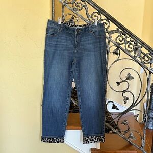 Chico’s  Blue Jeans with Leopard Trim - perfect for FALL!